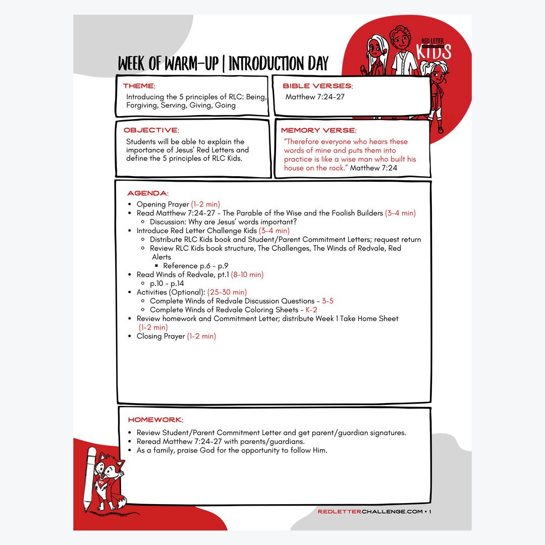 Red Letter Challenge<br>School Curriculum - Image 5