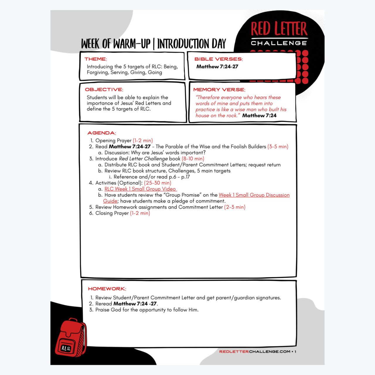 Red Letter Challenge<br>School Curriculum - Image 6