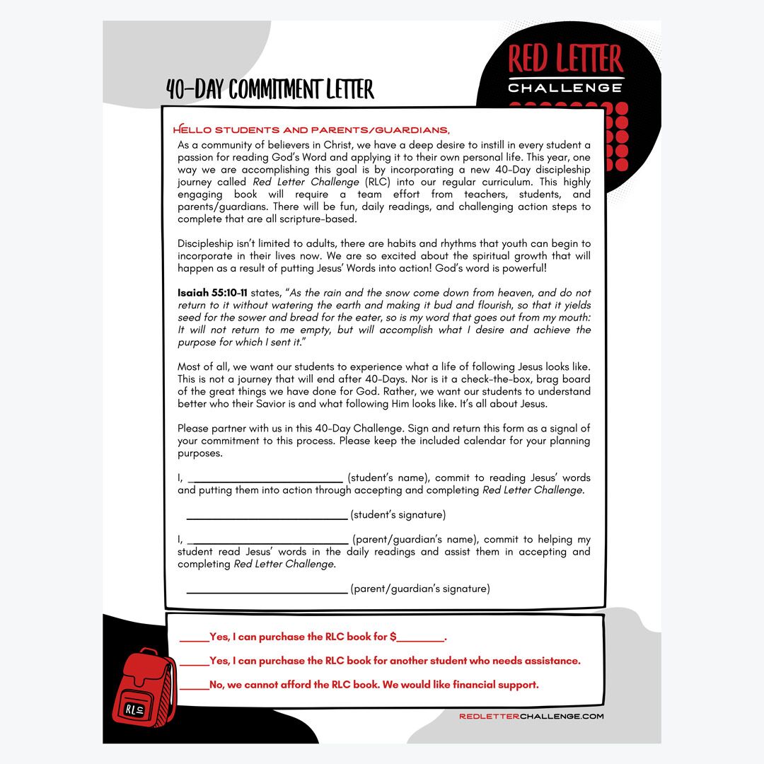 Red Letter Challenge<br>School Curriculum - Image 3